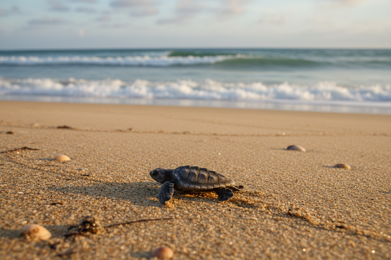 tortuga laud bebe en la playa 